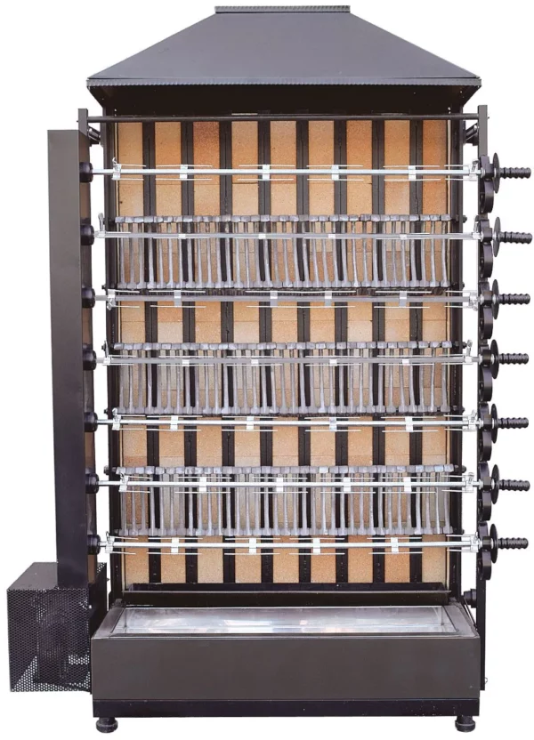 Gril na dřevěné uhlí se 7 rožněmi pro 35 kuřat - 1350 x 610 x 2110 mm - Image 3