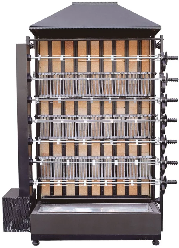Gril na dřevěné uhlí se 7 rožněmi pro 42 kuřat - 1450 x 610 x 2110 mm - Image 3