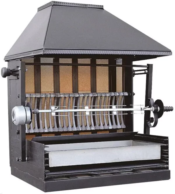 Gril na dřevěné uhlí s 1 rožněm pro 3 kuřata - 1000 x 625 x 1000 mm - Image 4