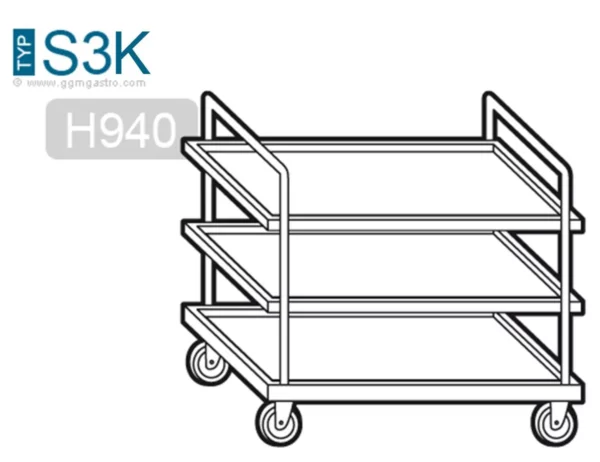 Servírovací vozík 1,0 m - se 3 policemi - Image 3