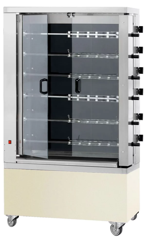Sklokeramický elektrický gril na kuřata PREMIUM se 6 rožněmi pro 36 kuřat - 1098 x 480 x 1860 mm - Image 4