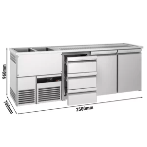Pivní bar PREMIUM - 2500x700mm - 2 dvířka a 2 zásuvky
