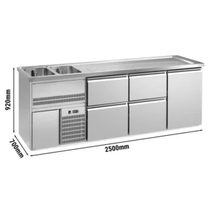 Pivní bar PREMIUM PLUS - 2500 x 700 mm - 1 dvířka a 4 zásuvky