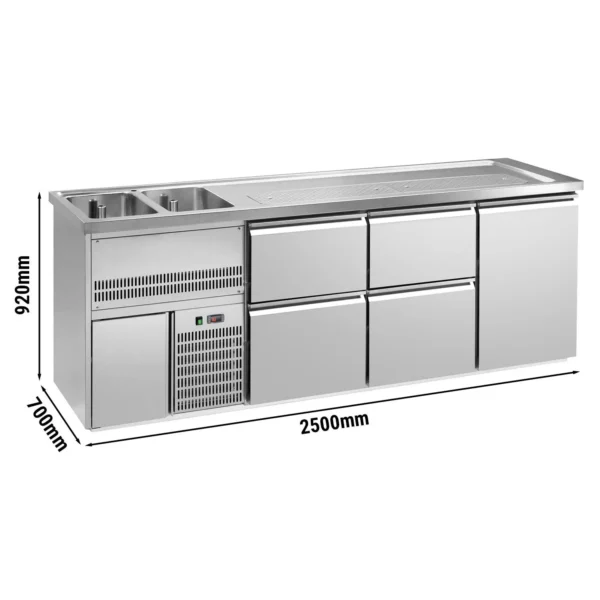 Pivní bar PREMIUM PLUS - 2500 x 700 mm - 1 dvířka a 4 zásuvky