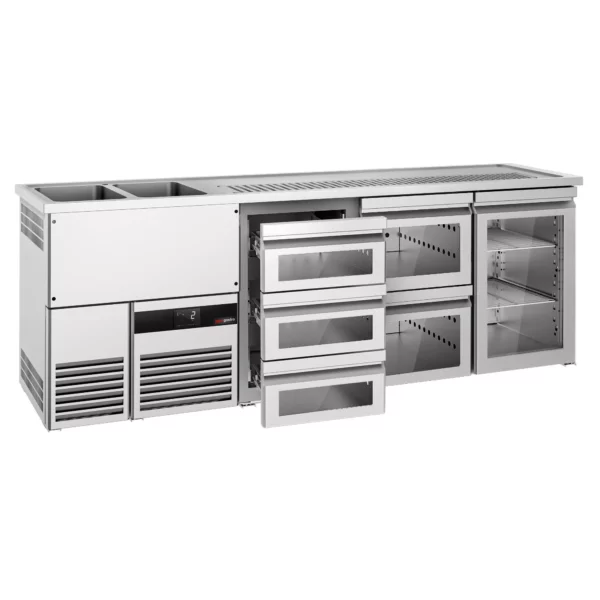 Pivní bar PREMIUM - 2500x700mm - 1 skleněná dvířka a 5 skleněných zásuvek - Image 3