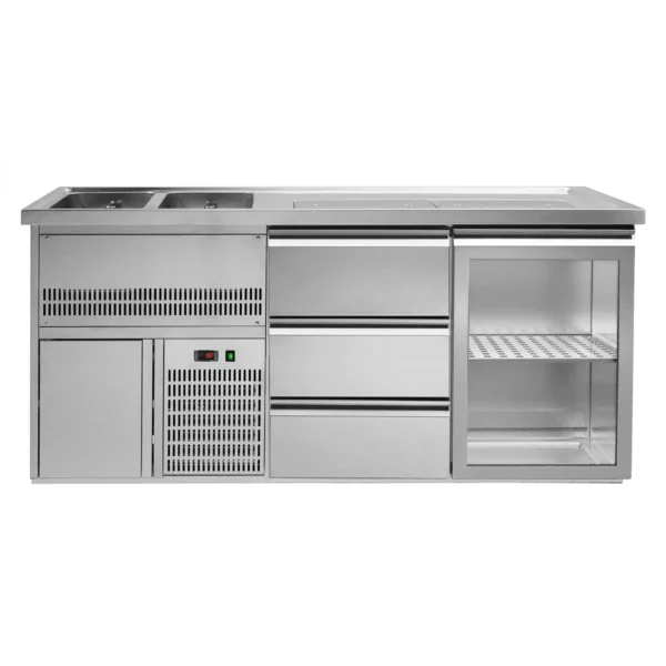 Pivní pult PREMIUM PLUS - 1950x700mm - 1 skleněná dvířka a 3 zásuvky - Image 3