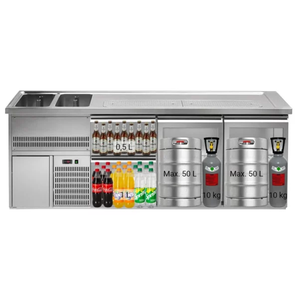Pivní pult PREMIUM PLUS - 2500x700mm - 2 skleněná dvířka a 2 zásuvky - Image 4