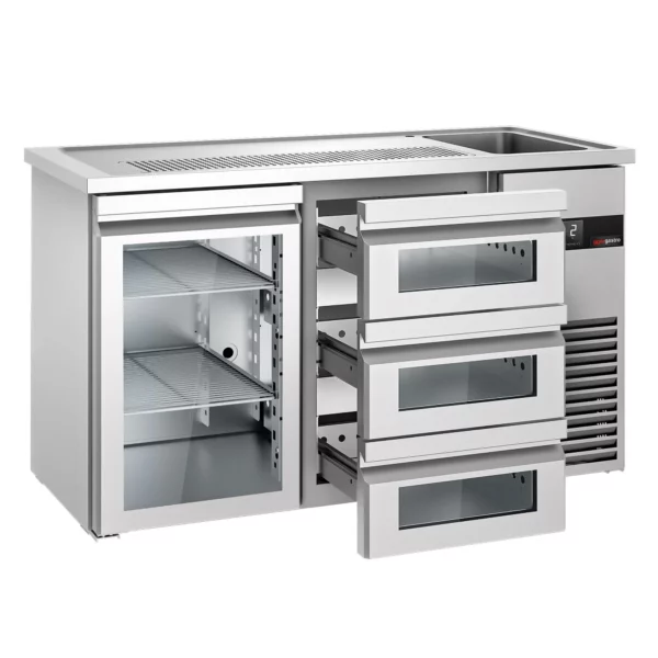 Pivní bar PREMIUM - 1550x700mm - 1 skleněná dvířka a 3 skleněné zásuvky - Image 3
