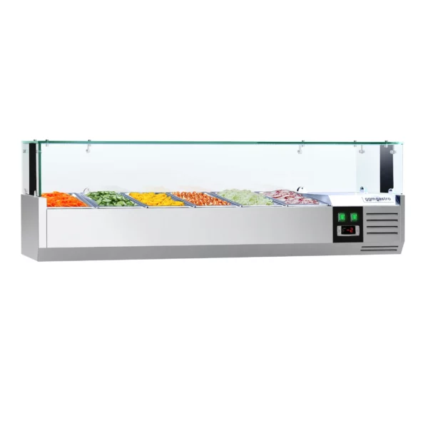 Chladící vitrína PREMIUM s LED světlem - 1400x335mm - 6x GN 1/4