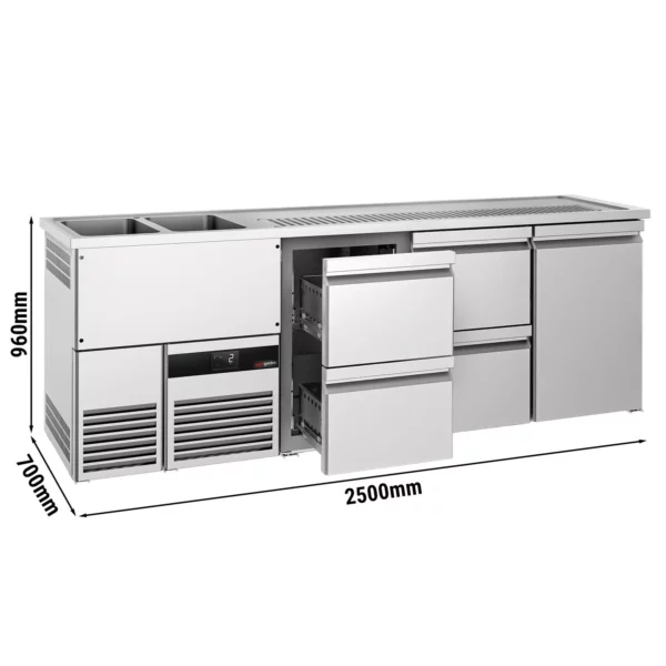 Pivní bar PREMIUM - 2500x700mm - 1 dvířka a 4 zásuvky