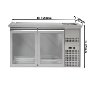 Pivní bar PREMIUM PLUS - 1550x700mm - 2 skleněná dvířka