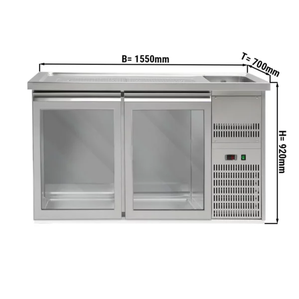 Pivní bar PREMIUM PLUS - 1550x700mm - 2 skleněná dvířka