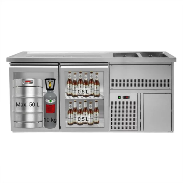 Pivní pult PREMIUM PLUS - 1950x700mm - 1 skleněná dvířka a 2 zásuvky - Image 10