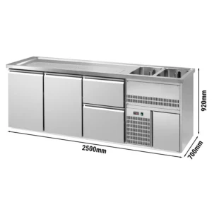 Pivní pult PREMIUM PLUS - 2500x700mm - 2 dvířka a 2 zásuvky