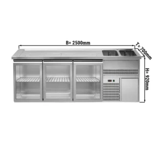 Pivní bar PREMIUM PLUS- 2500x700mm - 3 skleněná dvířka