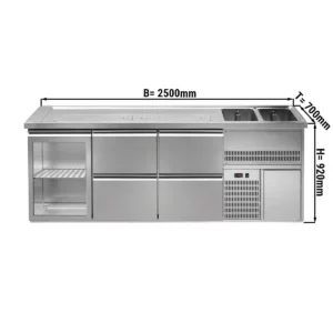 Pivní bar PREMIUM PLUS - 2500 x 700 mm - 1 dvířka a 4 zásuvky