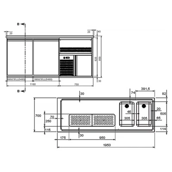 Pivní bar PREMIUM PLUS- 1950x700mm - se 2 zásuvkami - Image 3