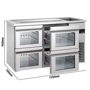 Pivní bar PREMIUM - 1550x700mm - 4 skleněné zásuvky