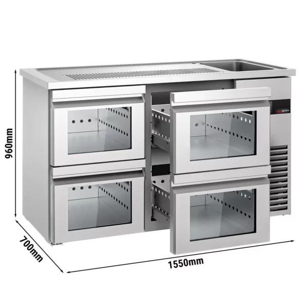 Pivní bar PREMIUM - 1550x700mm - 4 skleněné zásuvky