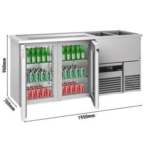 Pivní bar PREMIUM - 1950x700mm - 2 skleněná dvířka
