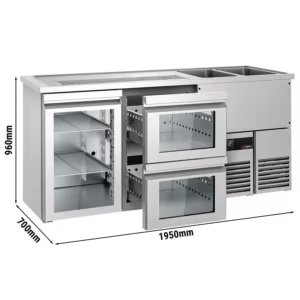 Pivní bar PREMIUM - 1950x700mm - 1 skleněná dvířka a 2 skleněné zásuvky