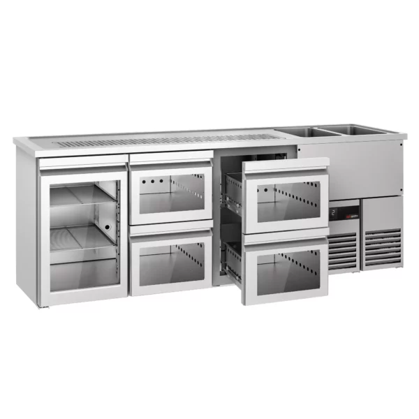Pivní bar PREMIUM - 2500x700mm - 1 skleněná dvířka a 4 skleněné zásuvky - Image 3