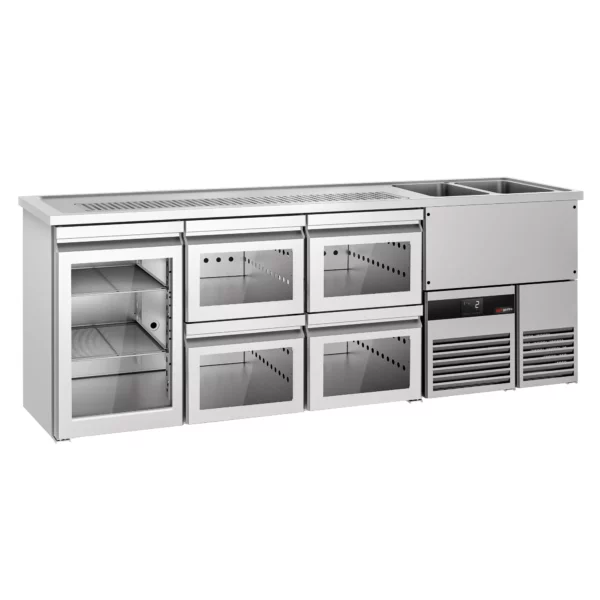 Pivní bar PREMIUM - 2500x700mm - 1 skleněná dvířka a 4 skleněné zásuvky - Image 4