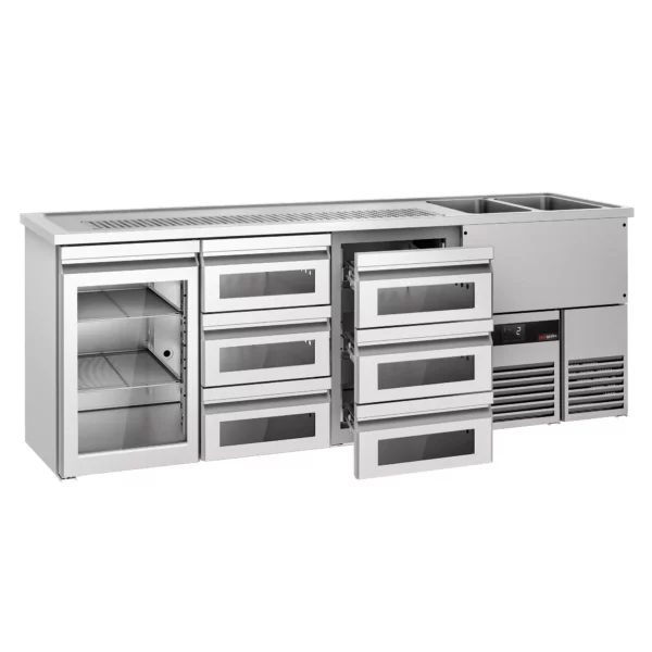 Pivní bar PREMIUM - 2500x700mm - 1 skleněná dvířka a 6 skleněných zásuvek - Image 3