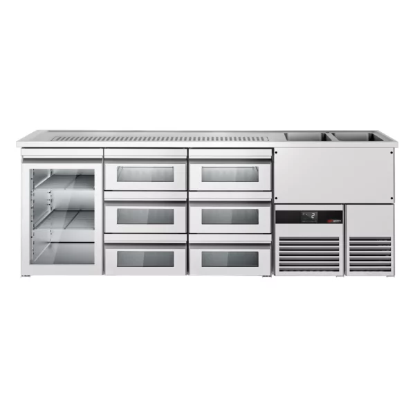 Pivní bar PREMIUM - 2500x700mm - 1 skleněná dvířka a 6 skleněných zásuvek - Image 4