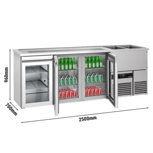 Pivní bar PREMIUM - 2500x700mm - 3 skleněná dvířka