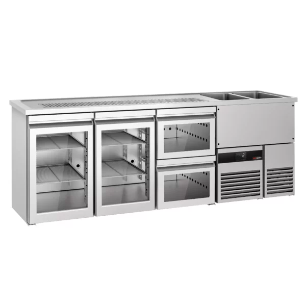 Pivní bar PREMIUM - 2500x700mm - 2 skleněná dvířka a 2 skleněné zásuvky - Image 4