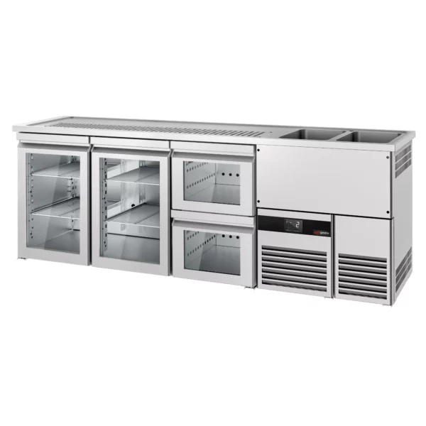 Pivní bar PREMIUM - 2500x700mm - 2 skleněná dvířka a 2 skleněné zásuvky - Image 5
