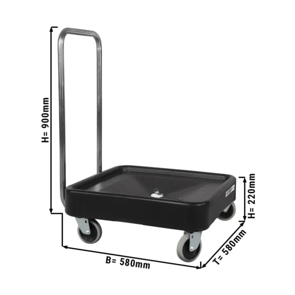 Transportní vozík na dřezové koše - 58 x 58 cm - s madlem - Image 2