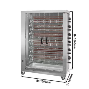 Elektrický gril na kuřata ECO s 11 rožněmi pro 66 kuřat - 1098 x 660 x 1860 mm