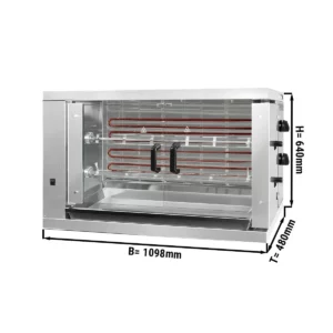 Elektrický gril na kuřata ECO se 2 rožněmi pro 12 kuřat - 1098 x 480 x 640 mm