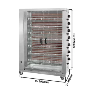 Elektrický gril na kuřata ECO se 7 rožněmi pro 42 kuřat - 1098 x 480 x 1992 mm