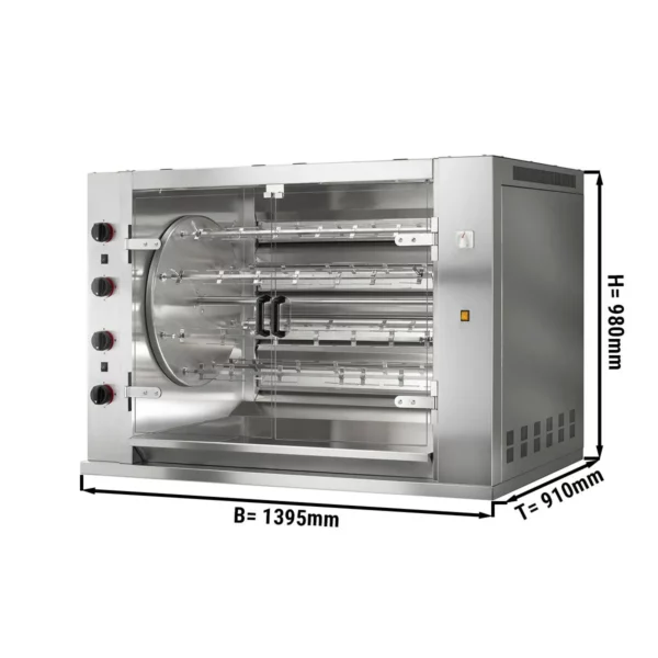 Plynový gril na kuřata Rotation PREMIUM s 8 rožněmi pro 48 kuřat - 1395 x 910 x 980 mm