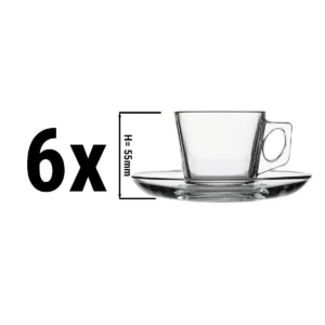 (6 kusů) šálek s podšálkem na espresso - AQUA - 80 ml