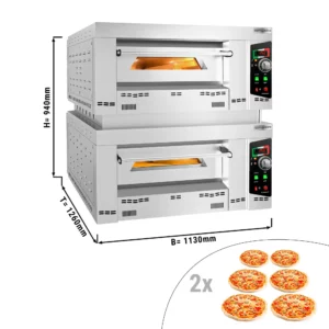 Plynová kamna na pizzu - 6+6x 34cm (hluboká) - manuální - s mezirámem