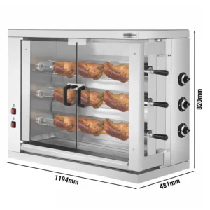 Plynový gril na kuřata ECO - 19,3 kW - se 3 špízy pro 18 kuřat