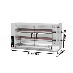 Plynový gril na kuřata PREMIUM se 2 rožněmi pro 10 kuřat - 1150 x 472 x 605 mm
