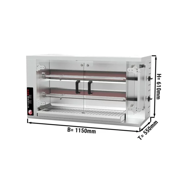 Plynový gril na kuřata PREMIUM se 2 rožněmi pro 10 kuřat - 1150 x 472 x 605 mm