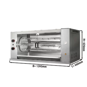 Plynový gril na kuřata Rotation PREMIUM se 4 rožněmi pro 24 kuřat - 1395 x 660 x 626 mm