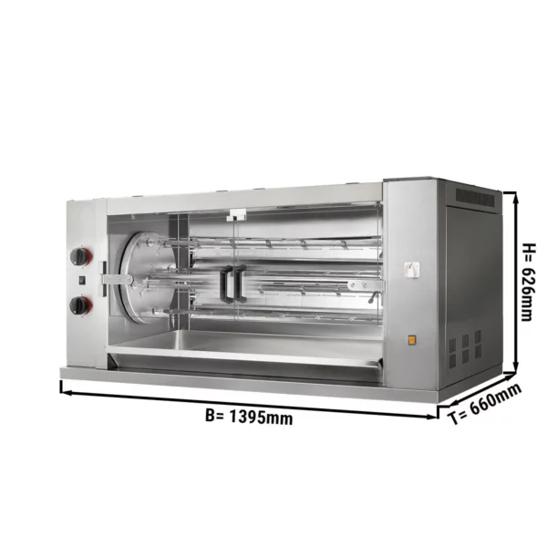 Plynový gril na kuřata Rotation PREMIUM se 4 rožněmi pro 24 kuřat - 1395 x 660 x 626 mm