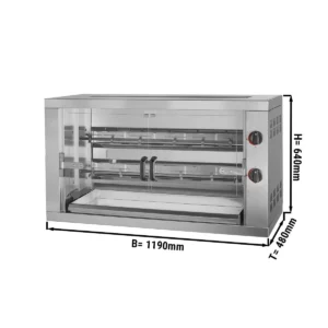 Plynový gril na kuřata PREMIUM se 2 rožněmi pro 12 kuřat - 1190 x 480 x 640 mm