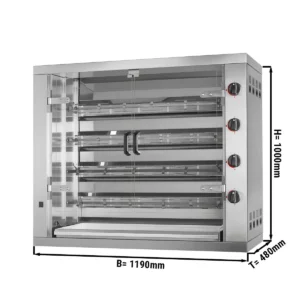 Plynový gril na kuřata PREMIUM se 4 rožněmi pro 24 kuřat - 1100 x 480 x 1000 mm