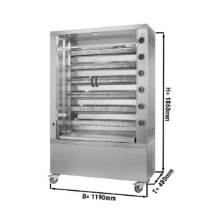 Plynový gril na kuřata PREMIUM se 6 rožněmi pro 36 kuřat - 1100 x 480 x 1360 mm