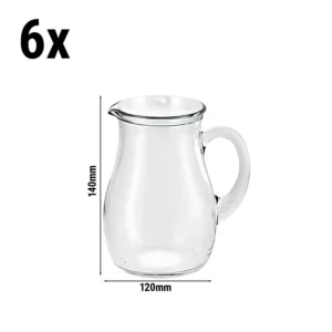 (6 kusů) skleněný džbán/karafa - VILLAGE - 250ml - s ouškem