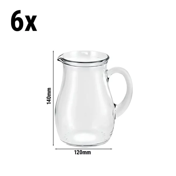 (6 kusů) skleněný džbán/karafa - VILLAGE - 250ml - s ouškem