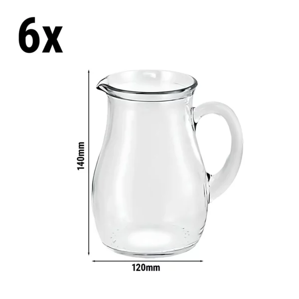 (6 kusů) skleněný džbán/karafa - VILLAGE - 500ml - s ouškem